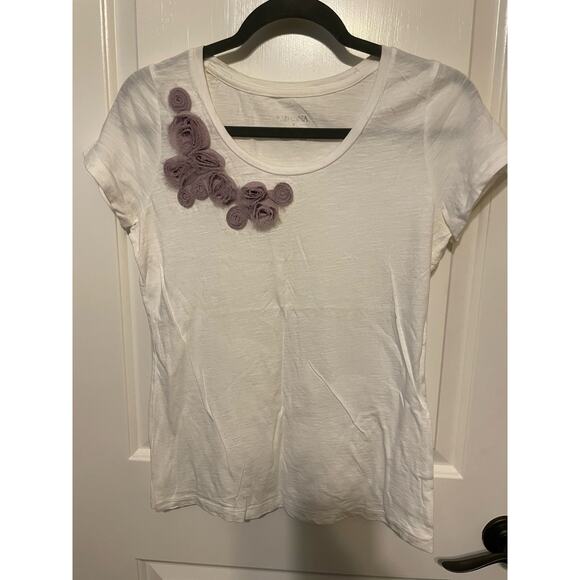 Merona womens small tshirt flowers purple - Picture 1 of 3